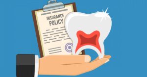 Illustration of a tooth an insurance policy in hand
